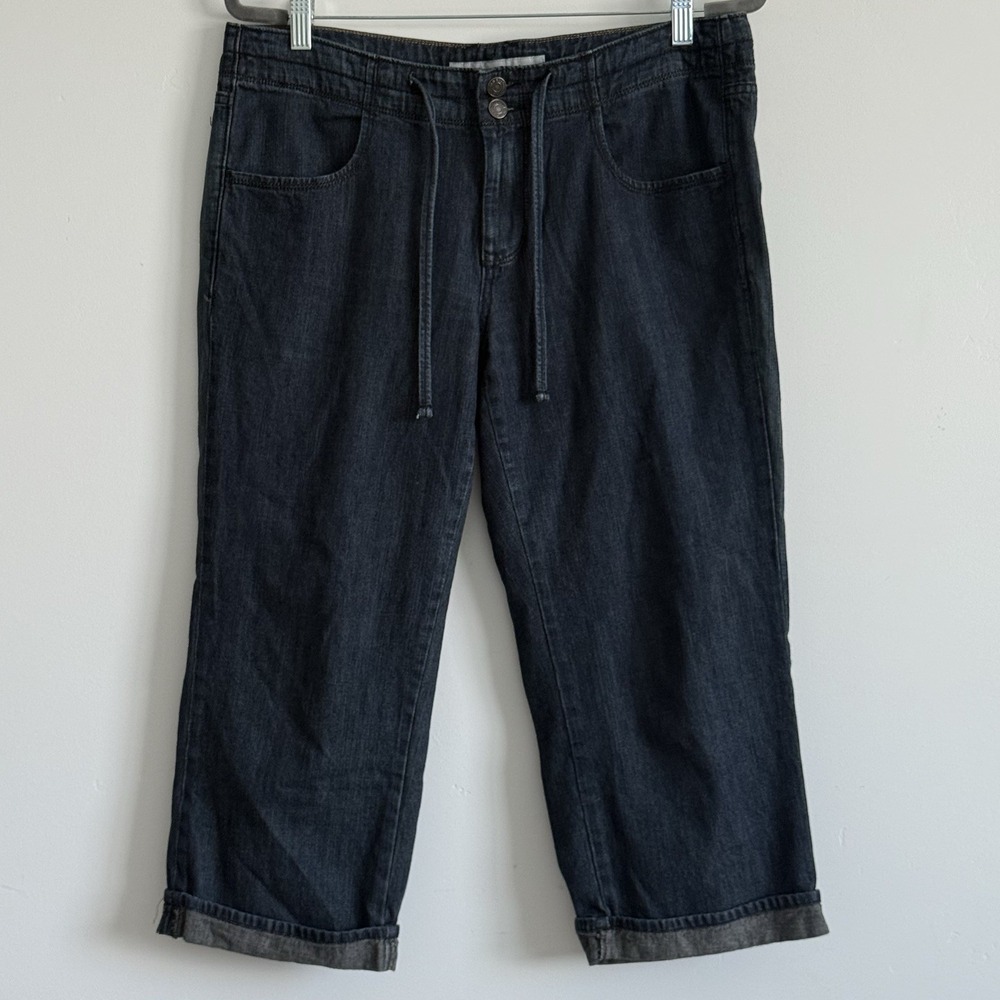 Old Navy Mid Rise Crop Wide Leg Blue Jeans 12 Clean Girl Scandi Street Dark Wash